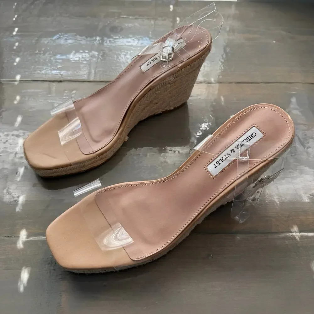 Chelsea & Violet Melne Wedge Espadrilles Heels Sz 9.5